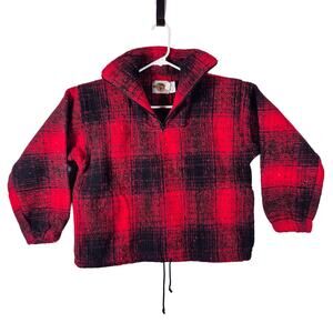 Earth Ragz Red/Black Fleece Quarter Zip Pullover Men’s Size S Drawstring Hem